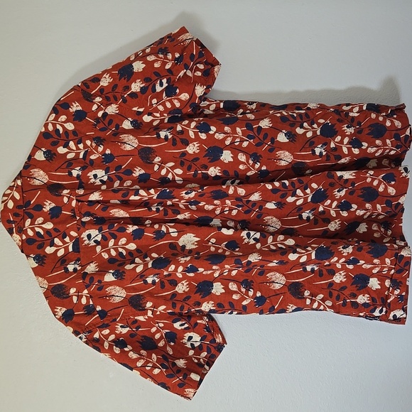 Ben Sherman Rust And Navy Print Shirt Size Large - Picture 3 of 8